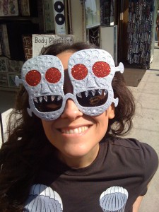 My wife in ridiculous shades on Venice Beach