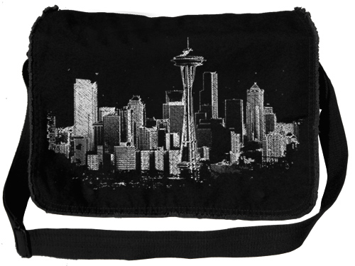 seattle skyline messenger bag