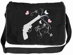 Guns Hearts and Flowers Emo Messenger Bag Guns Hearts and Flowers Emo Messenger Bag
