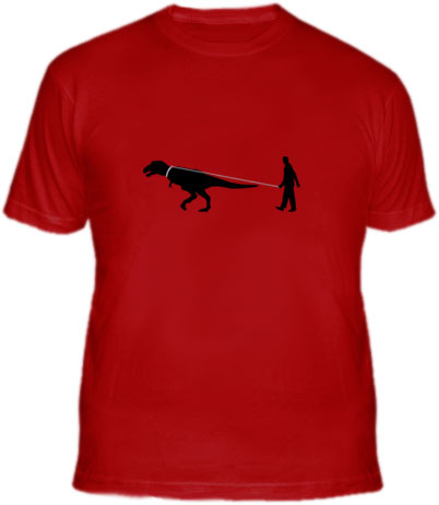 man walking dinosaur