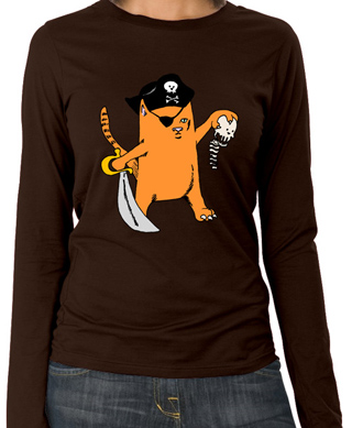 Pirate Kitty Ladies Long Sleeve T-Shirt