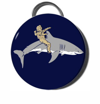 Diver Riding A Shark Keychain Bottle Opener
