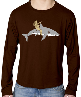 Diver Riding A Shark Mens Long Sleeve T-Shirt
