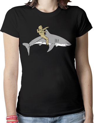Diver Riding A Shark Ladies Organic T-Shirt