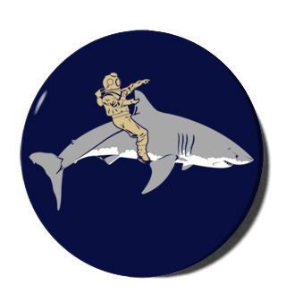 Diver Riding A Shark Magnet