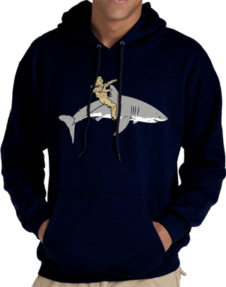 Diver Riding A Shark Unisex Hooded Sweatshirt
