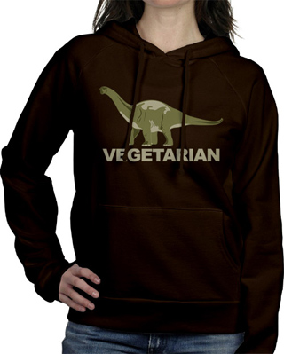 Vegetarian Brontosaurus Ladies Hooded Sweatshirt