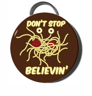 Don't Stop Believin Flying Spaghetti Monster Keychain Bottle Opener