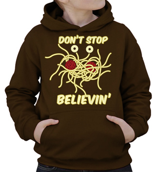 Don't Stop Believin Flying Spaghetti Monster Kids Hooded Sweatshirt