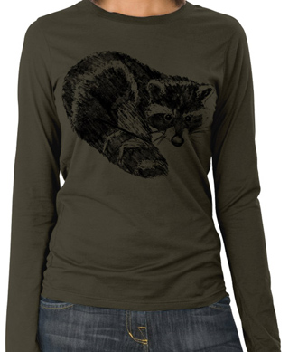 Raccoon Ladies Long Sleeve T-Shirt