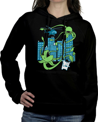 Killer Plant From Outer Space Ladies Hooded Sweatshirt