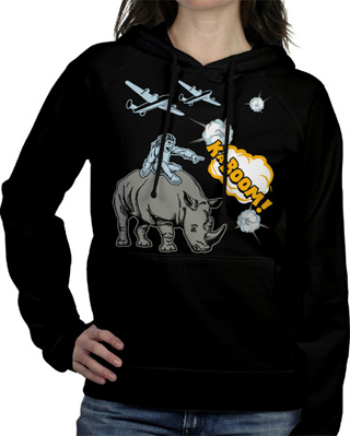 Monkey Rhino Kaboom Ladies Hooded Sweatshirt