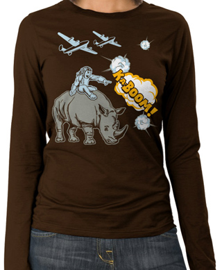 Monkey Rhino Kaboom Ladies Long Sleeve T-Shirt