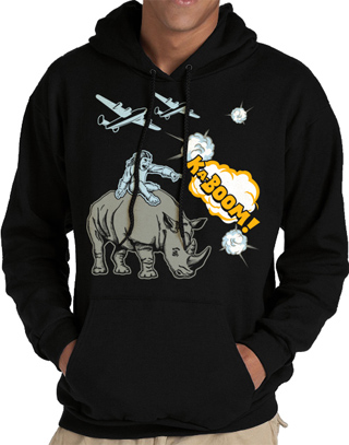 Monkey Rhino Kaboom Mens Hooded Sweatshirt