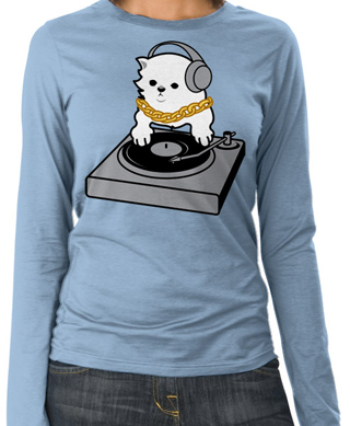 DJ Kitty Ladies Long Sleeve T-Shirt