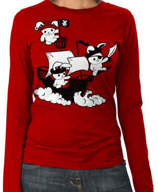 Pirate Bunnies Ladies Long Sleeve T-Shirt