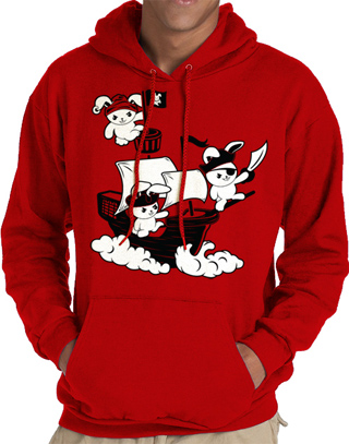 Pirate Bunnies Mens Hooded Sweatshirt