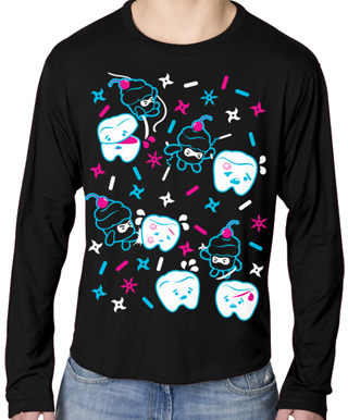 Cupcake Ninjas Vs Teeth Mens Long Sleeve T-Shirt