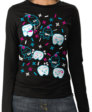 Cupcake Ninjas Vs Teeth Ladies Long Sleeve T-Shirt