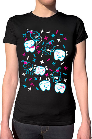 Cupcake Ninjas Vs Teeth Ladies T-Shirt
