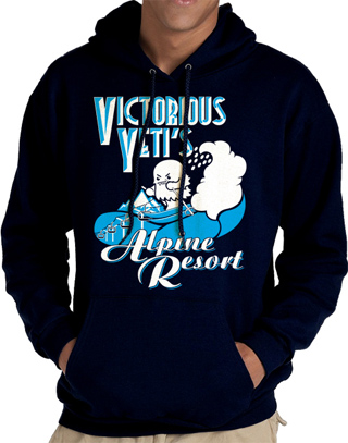 Victorious Yeti's Alpine Resort Mens Hooded Sweatshirt
