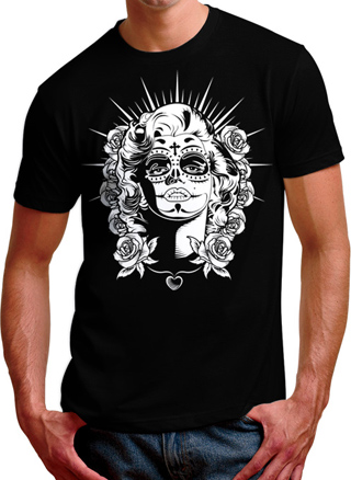 Sugar Skull Zombie Pin Up Mens T-Shirt