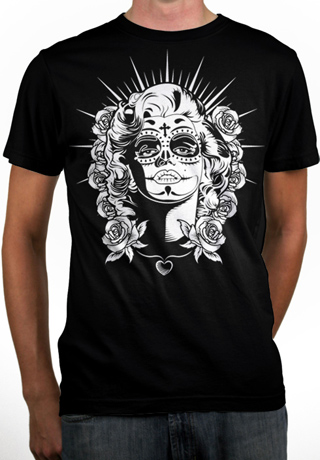 Sugar Skull Zombie Pin Up Mens Organic T-Shirt