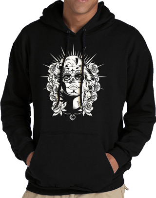 Sugar Skull Zombie Pin Up Unisex Hooded Sweatshirt