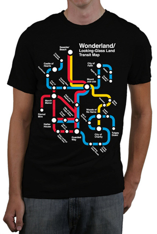 Wonderland Metro Map Mens Slim Fit T-Shirt