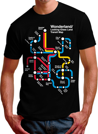 Wonderland Metro Map Mens T-Shirt