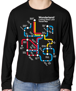 Wonderland Metro Map Mens Long Sleeve T-Shirt