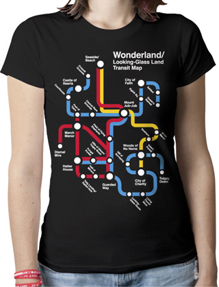 Wonderland Metro Map Ladies Organic T-Shirt