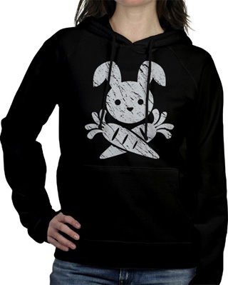 Jolly Roger Bunny Ladies Hooded Sweatshirt