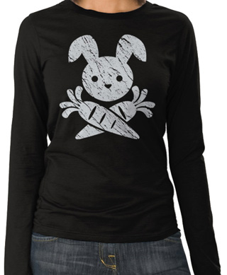 Jolly Roger Bunny Ladies Long Sleeve T-Shirt
