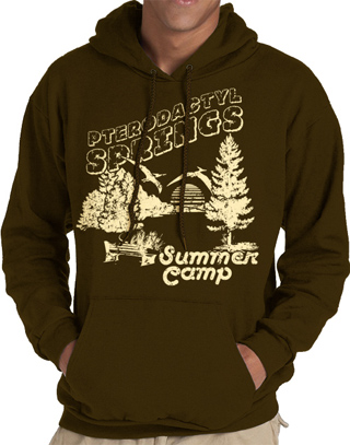 Pterodactyl Springs Summer Camp Mens Hooded Sweatshirt