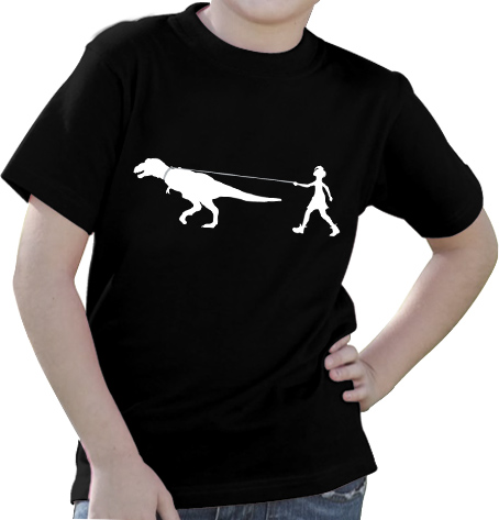 girl walking dinosaur