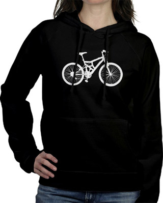 Bike Love - White Ink Ladies Hooded Sweatshirt