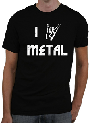I Devil Horns Metal - White Ink Mens Slim Fit T-Shirt