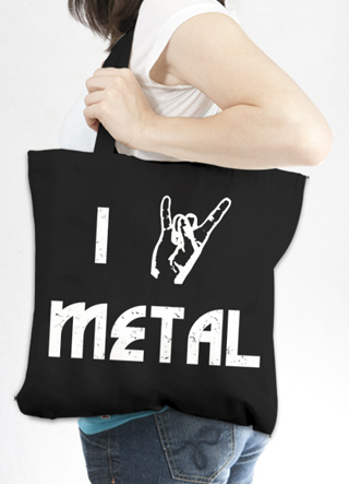 I Devil Horns Metal - White Ink Tote Bag