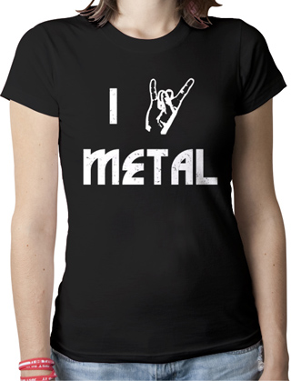 I Devil Horns Metal - White Ink Ladies Organic T-Shirt