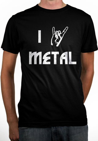 I Devil Horns Metal - White Ink Mens Organic T-Shirt