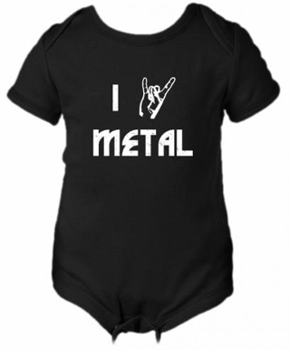 I Devil Horns Metal - White Ink Infant Bodysuit