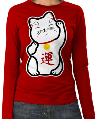 Maneki Neko Ladies Long Sleeve T-Shirt