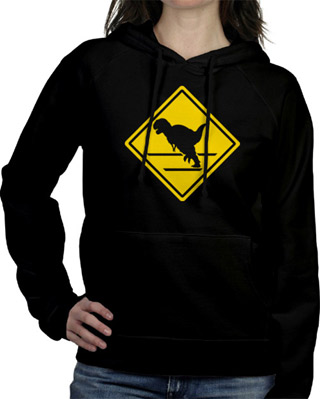 Dinosaur Crossing Ladies Hooded Sweatshirt