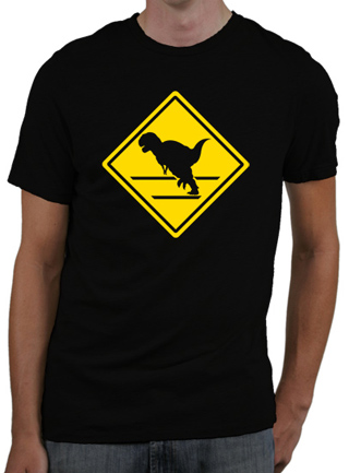 Dinosaur Crossing Mens Slim Fit T-Shirt