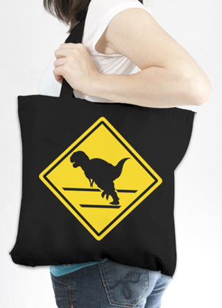 Dinosaur Crossing Tote Bag