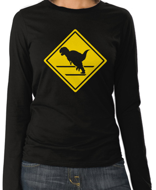 Dinosaur Crossing Ladies Long Sleeve T-Shirt