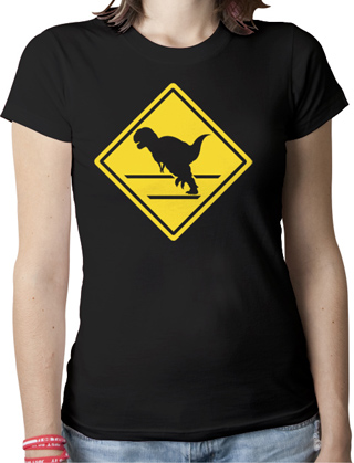 Dinosaur Crossing Ladies Organic T-Shirt