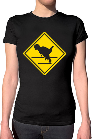 Dinosaur Crossing Ladies T-Shirt