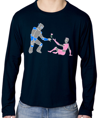 Robot Romance Mens Long Sleeve T-Shirt